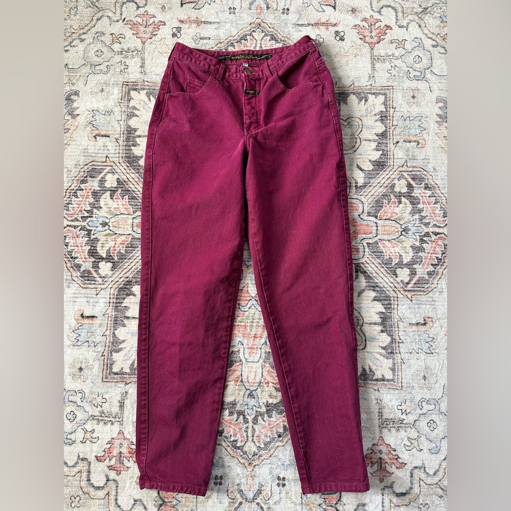 Marithe Francois Girbaud 90s High Rise Tapered Leg Jeans Maroon Burgundy - 9/10